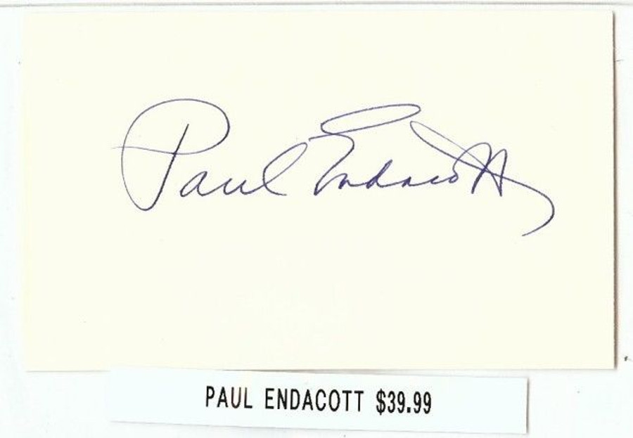 Paul Endacott Signed Index Card Auto Autograph Kansas
