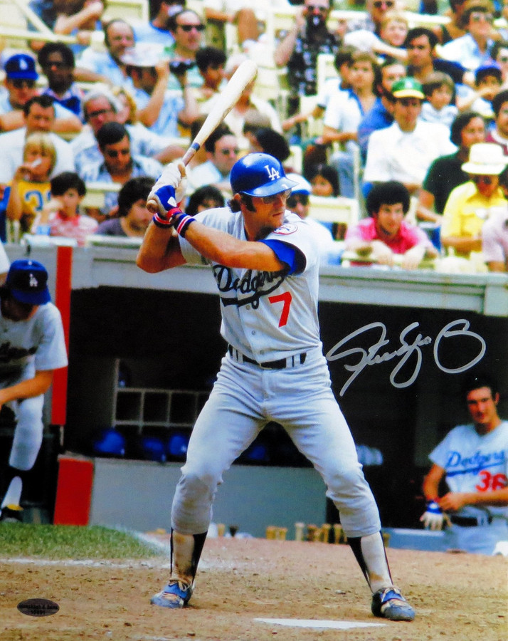 Steve Yeager Signed Autographed 11X14 Photo Los Angeles Dodgers Road At Bat COA