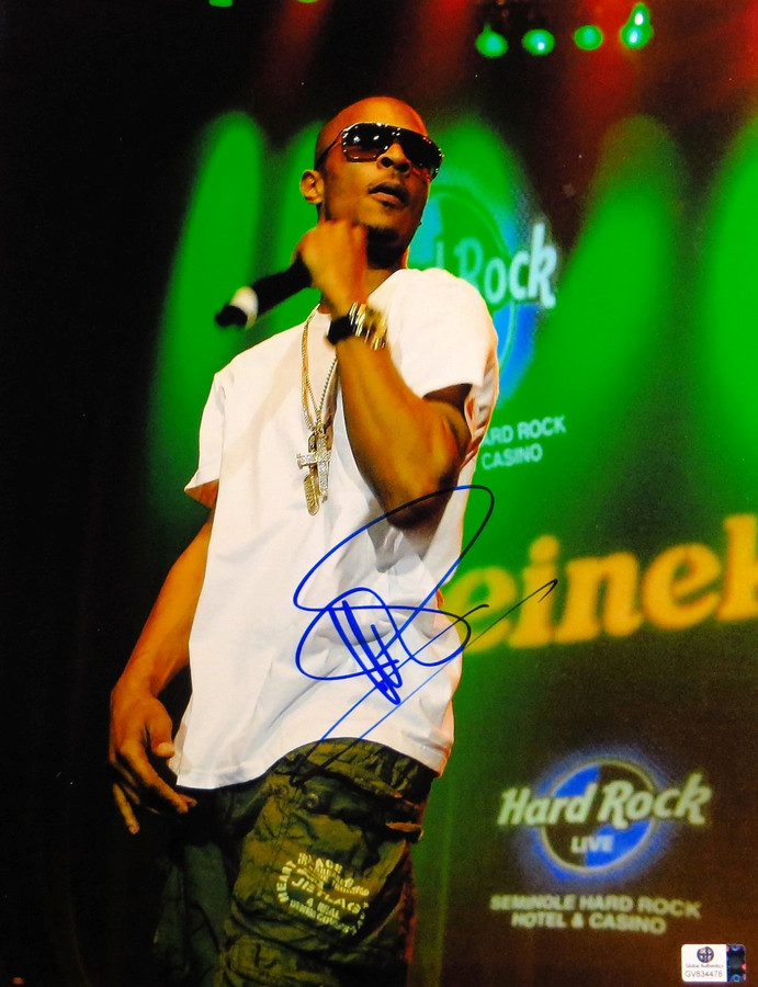 T.I. Signed Autographed 11X14 Photo Sexy Performing on Stage White Shirt 834478