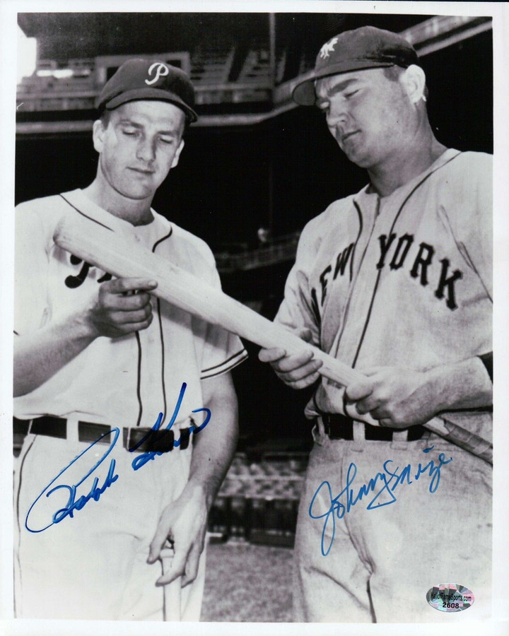 Ralph Kiner - Johny Mize Signed 8X10 Vintage Photo Dual Autograph w/COA Giants