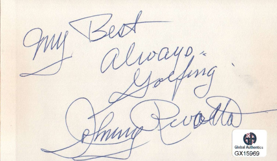 Johnny Revolta Signed Autographed Index Card PGA Golf Legend Masters GX15969