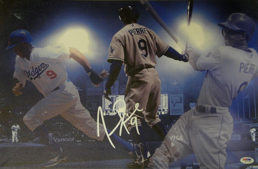 Juan Pierre Hand Signed Autographed 13x20 Canvas Los Angeles Dodgers PSA/DNA