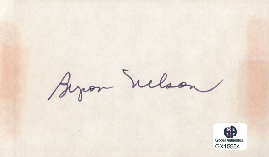 Byron Nelson Signed Autographed Index Card PGA Golf Legend Masters GX15954