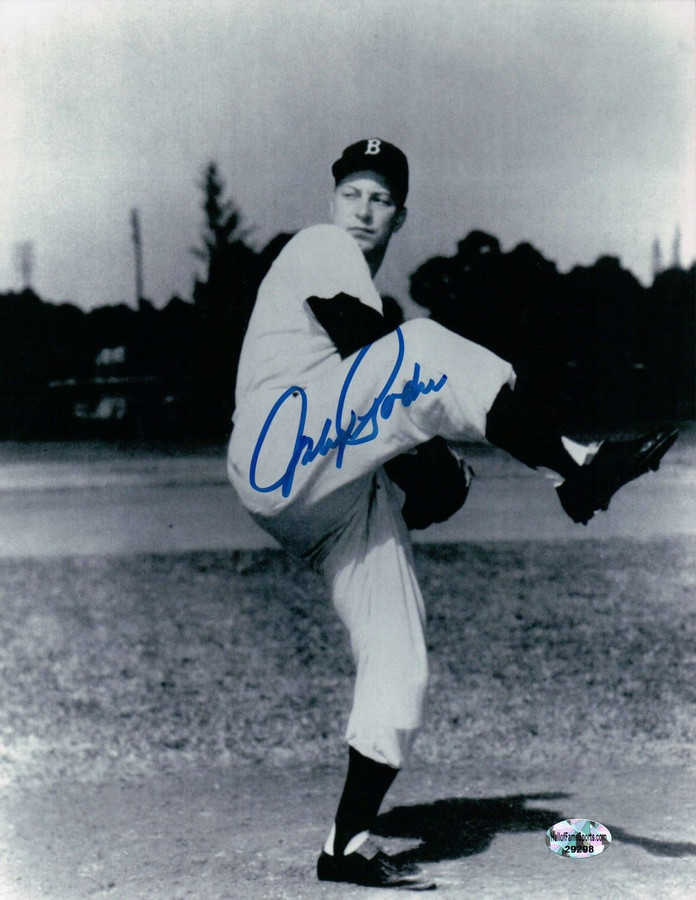 Johnny Podres Signed 8X10 Photo Autograph Dodgers Pose One Leg B/W Auto COA