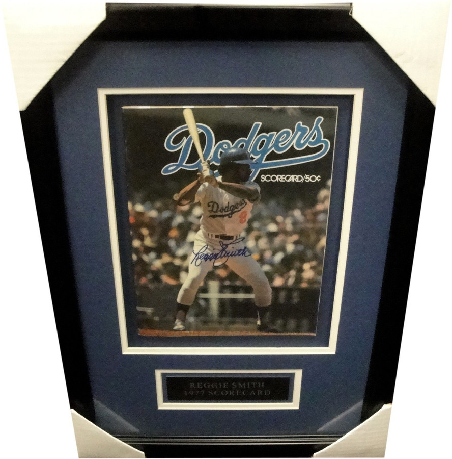 Reggie Smith Hand Signed Autograph Complete Custom Framed Dodgers Scorecard