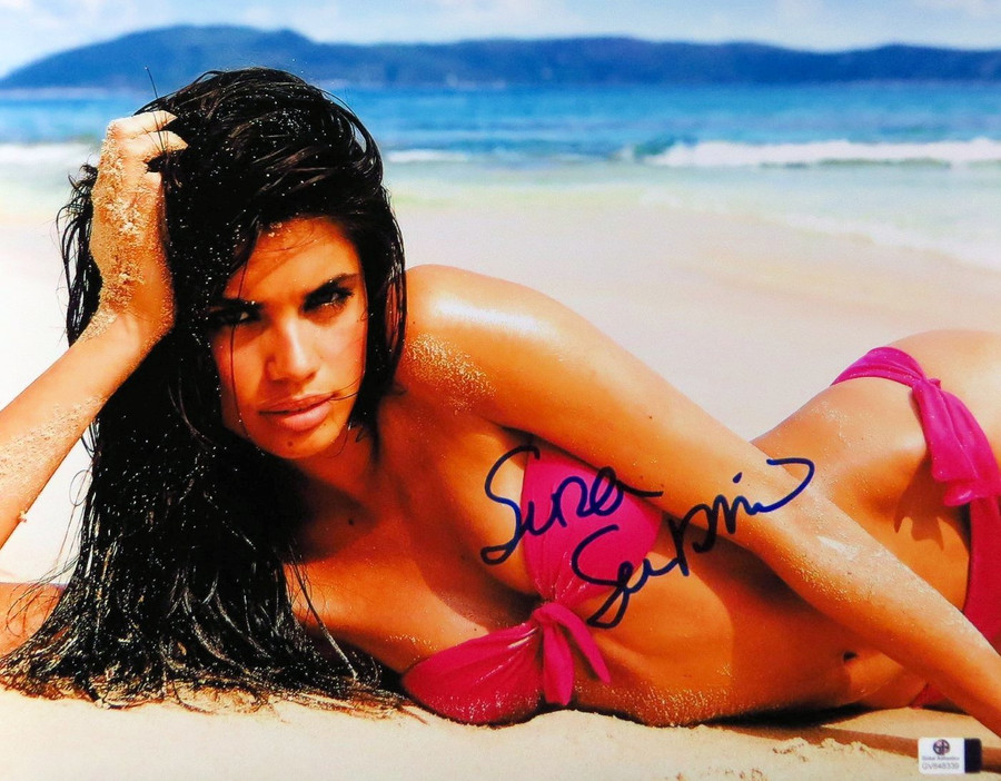 Sara Sampaio Signed Autographed 11X14 Photo Sexy Pink Bikini GV848339