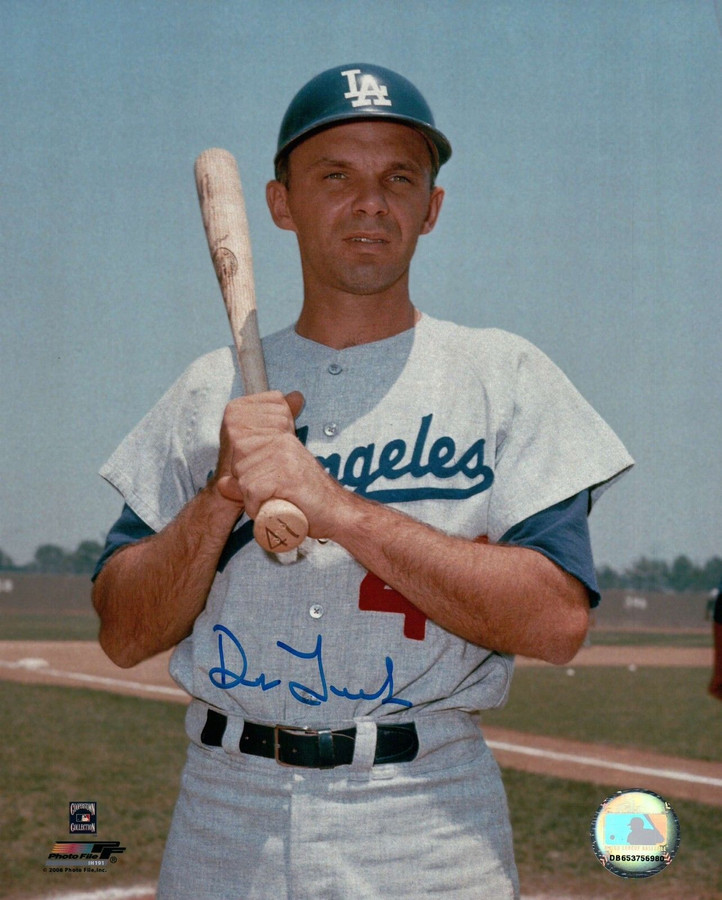 Dick Tracewski Signed 8X10 Photo Autograph Dodgers Pose w/Bat Auto w/COA