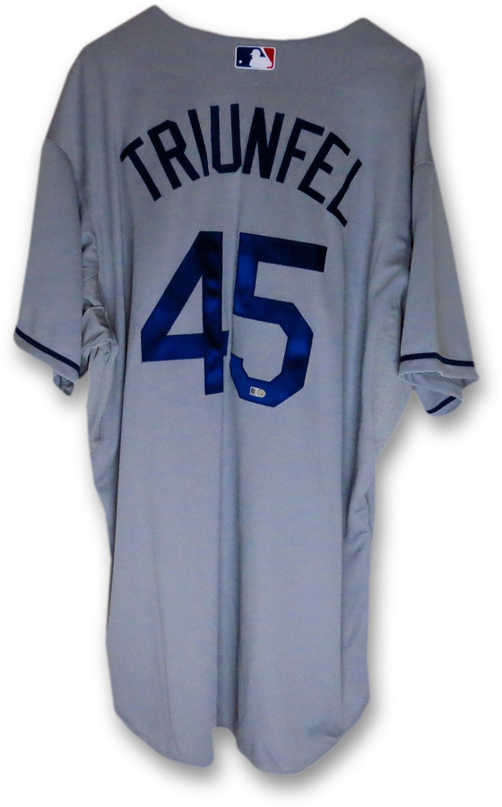 Carlos Triunfel Team Issue Jersey Dodgers Road Gray 2014 #45 Size 48 MLB COA