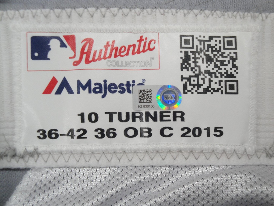 Justin Turner #10 MLB Dodgers Team Issue Road Baseball Pants 2015 HZ 836100