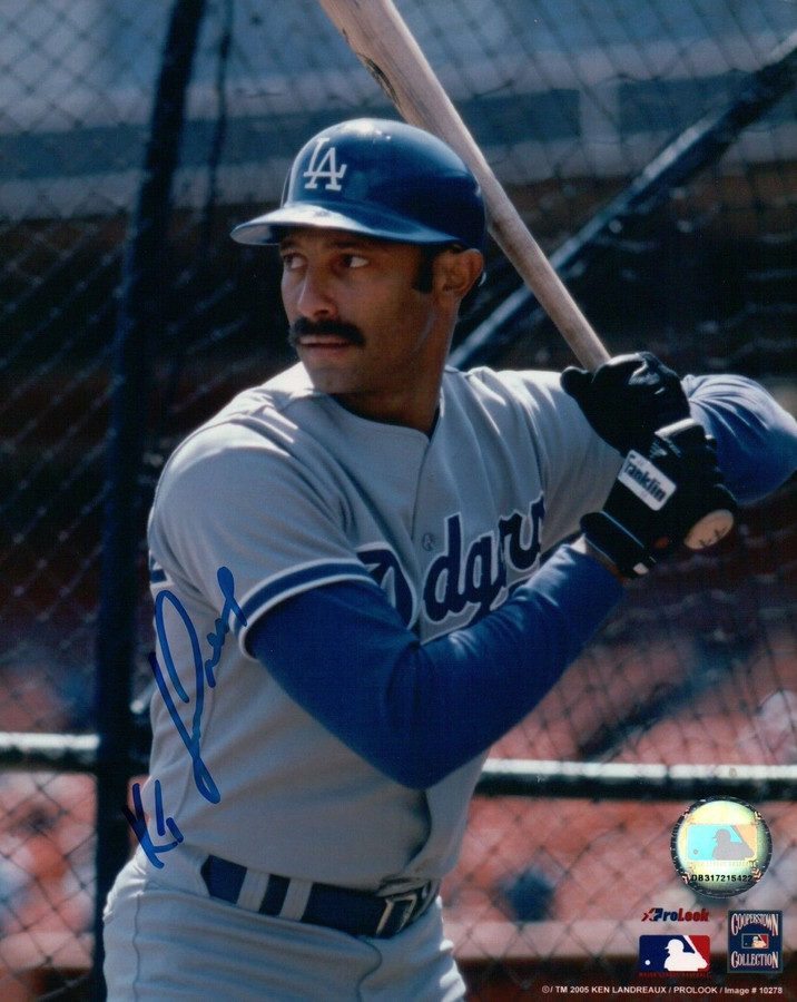 Ken Kenny Landreaux Signed 8X10 Photo Autograph Dodgers in Cage Left Auto w/COA