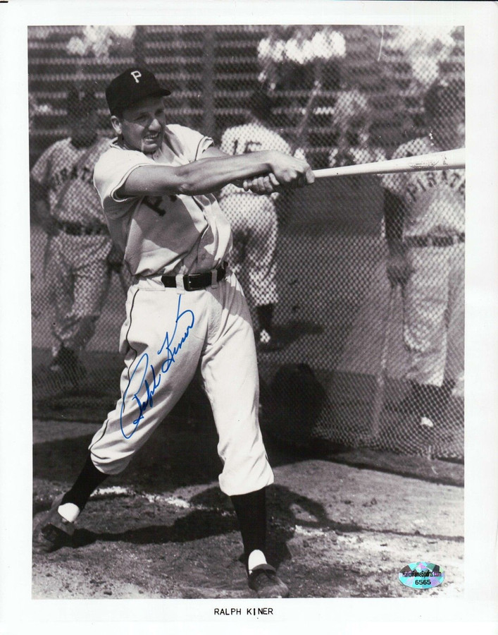 Ralph Kiner Signed 8X10 Vintage Photograph Autograph Pirates Batting Cage w/COA