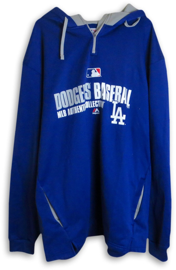 Chone Figgins 2014 Player Worn Dodgers Hoodie Fleece Team Issue L EK648014