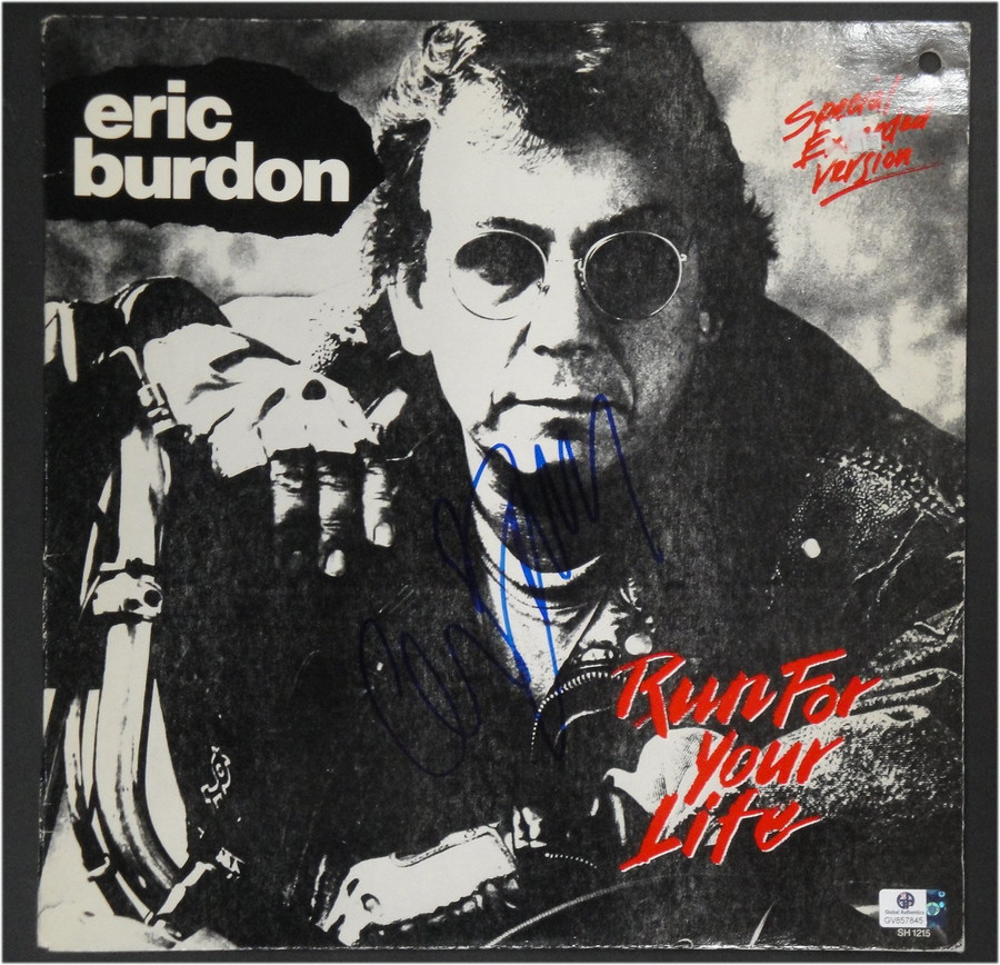 Eric Burdon Hand Signed Autographed Record Cover Run for your Life JSA U07942