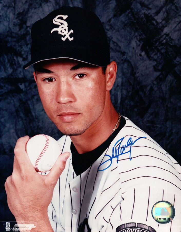 Jim Parque Signed 8X10 Photo Autograph White Sox Posing with Ball Auto w/COA