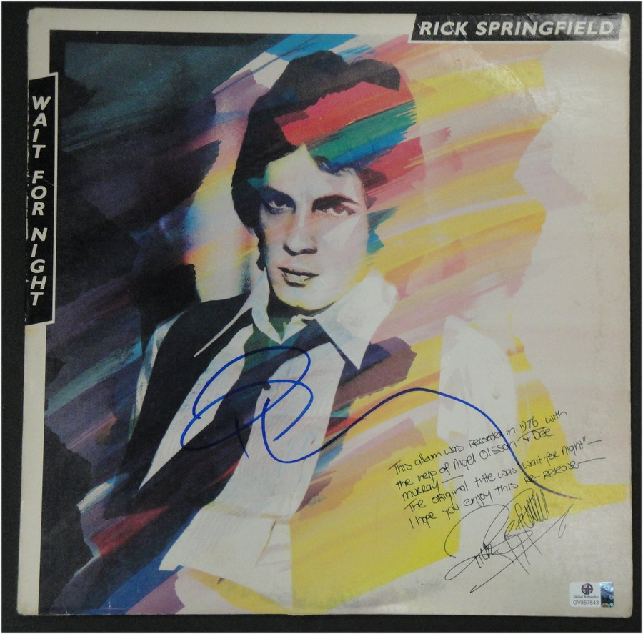 Rick Springfield Hand Signed Autographed Record Cover Wait For Night JSA U07926