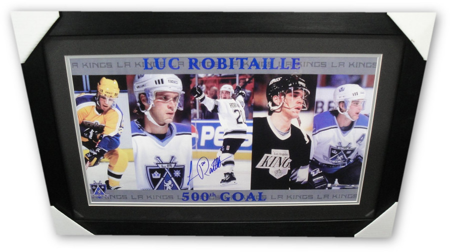 Luc Robitaille Hand Signed Autographed 16x24 Photo 500th Goal LA Kings framed