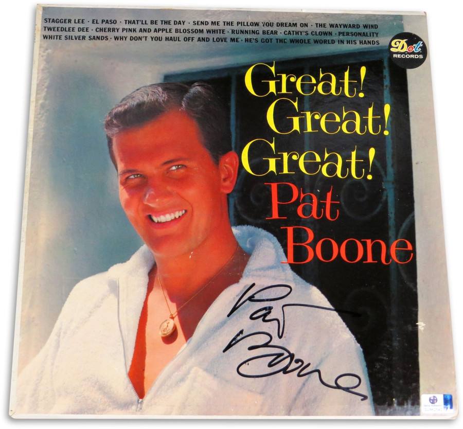 Pat Boone Signed Autographed Album Cover Great! Great! Great! JSA U07917