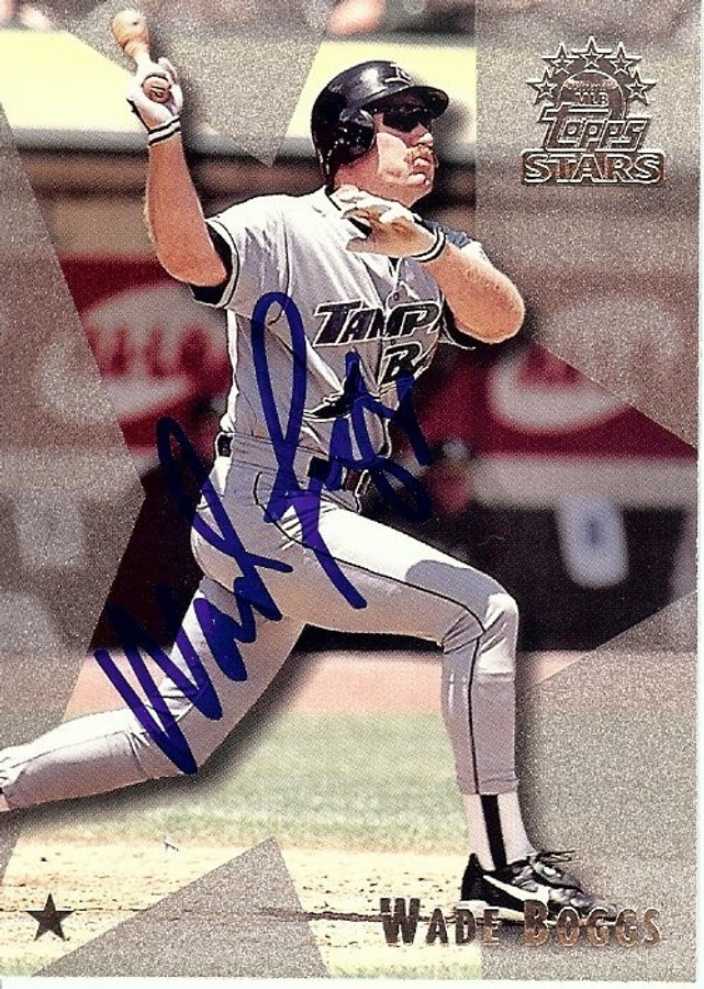 Wade Boggs Signed Autographed Baseball Card 1999 Topps Stars #54 Rays GX30701