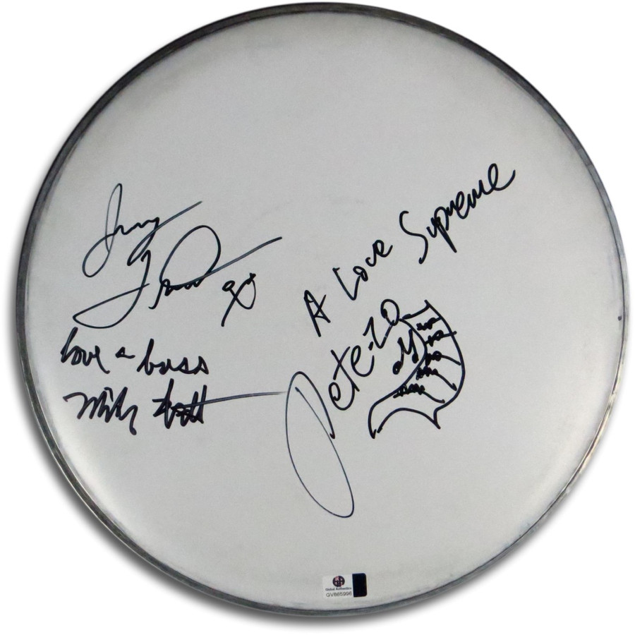 Mike Watt Pete Mazich Jerry Trebotic Signed Autographed 12" Drumhead  GV865996