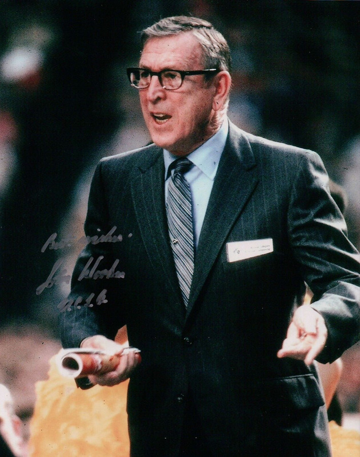 John Wooden Signed 8X10 Autograph Photo "Best Wishes UCLA" Rolled up Mag w/COA