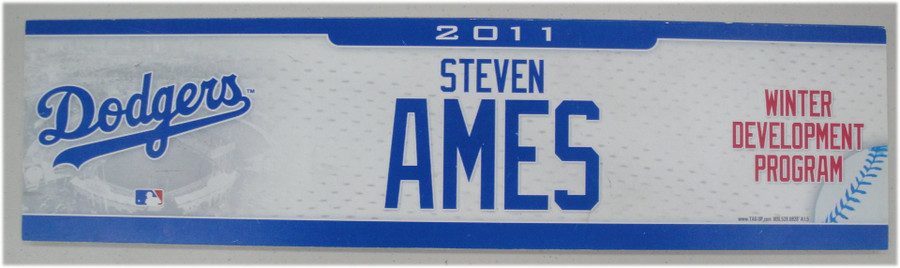 Steven Ames  2011 Winter Development Locker Room Nameplate Los Angeles Dodgers