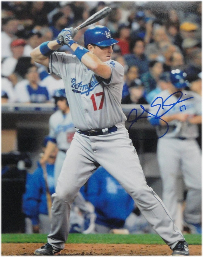 AJ Ellis Hand Signed 11x14 Photo Los Angeles Dodgers At Bat W/ COA A.J. Back