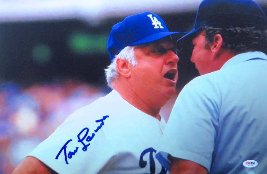 Tommy Lasorda Signed Autographed 12X18 Photo Dodgers Arguing with Ump PSA/DNA