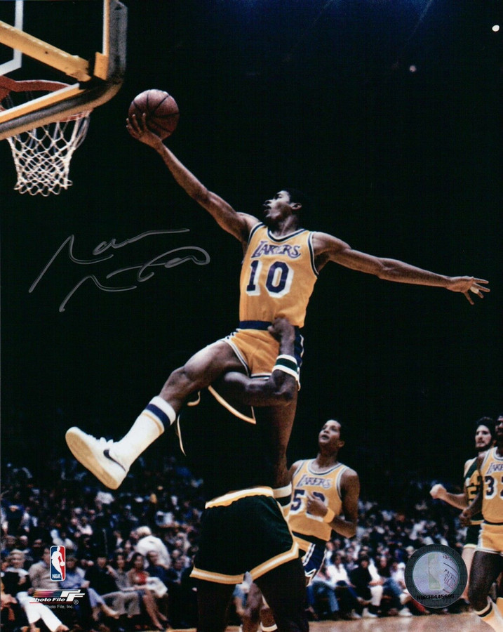 Norm Nixon Signed 8X10 Autograph Photo Lay-Up Silver Ink Lakers w/COA