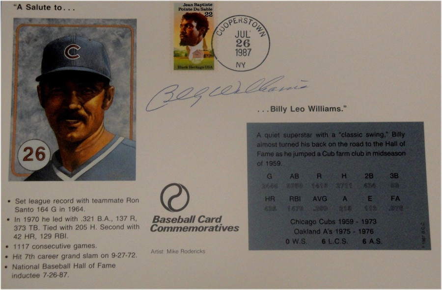 Billy Williams Signed Autographed 6x9 1st Day issue stamp Chicago Cubs COA
