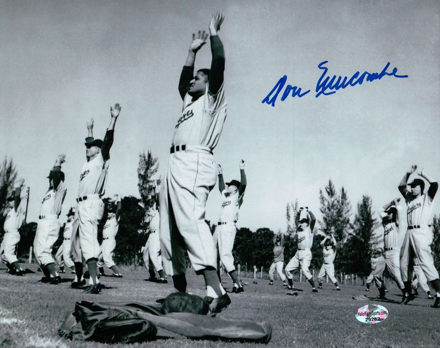 Don Newcombe Signed 8X10 Photo Autograph Dodgers Team Stretch Auto COA
