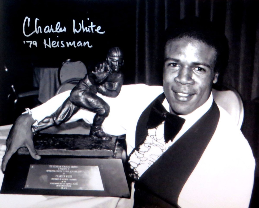 Charles White Signed Autographed 16X20 Photo USC "79 Heisman" w/Trophy w/COA