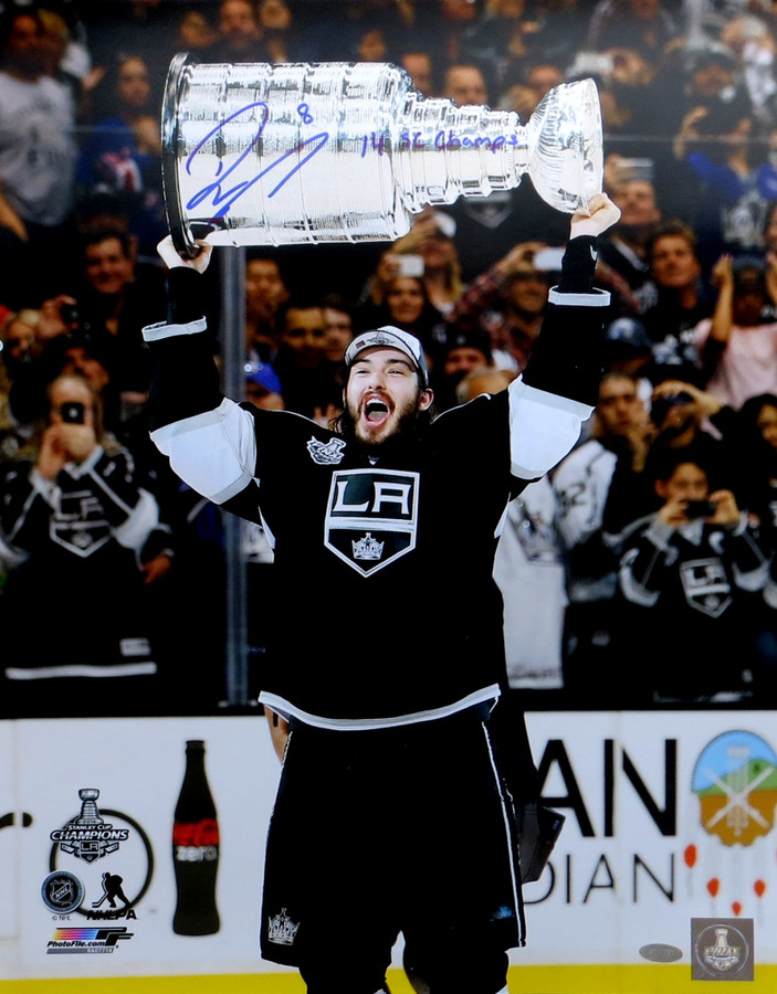 Drew Doughty Autographed 16X20 Photo Kings "14 SC Champs" w/Cup Steiner