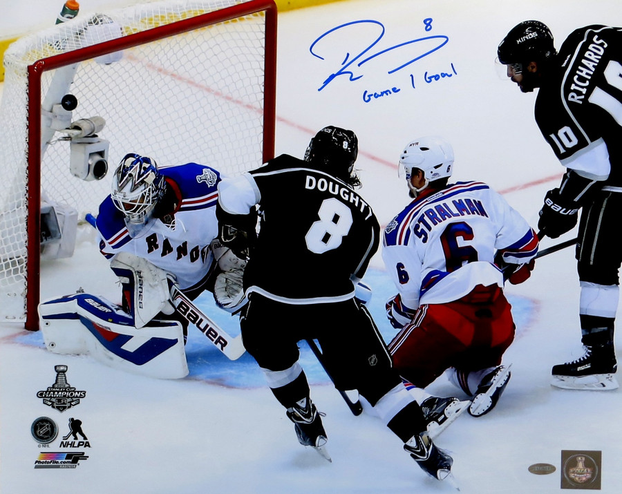 Drew Doughty Autographed 16X20 Photo Kings "Game 1 Goal" 2014 Cup Finals Steiner