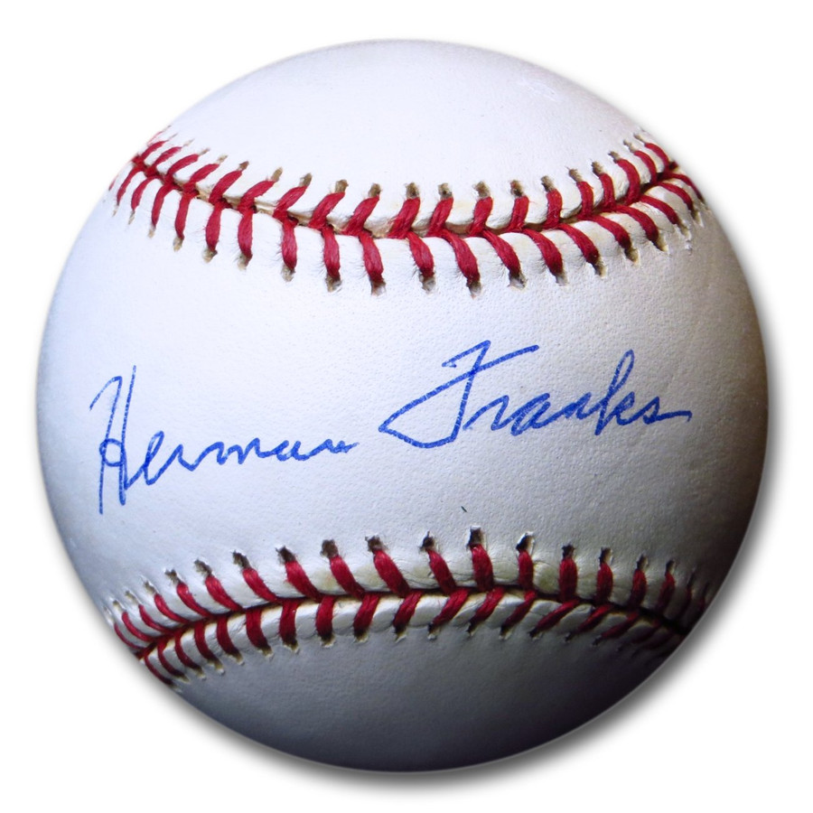 Herman Franks Autographed NL Baseball (Coleman) Brooklyn Dodgers Beckett COA