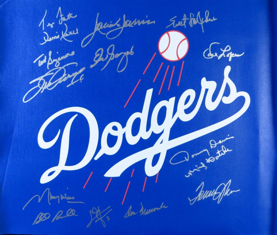 Dodgers Multi Signed Autographed 18X21.5 Unstretched Canvas Garvey Newcombe