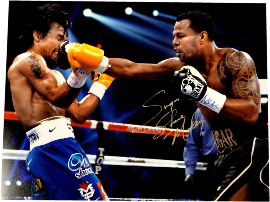 Sugar Shane Mosley Signed Autograph 16x20 Photo VS Manny Pacquiao Punch Gold Ink