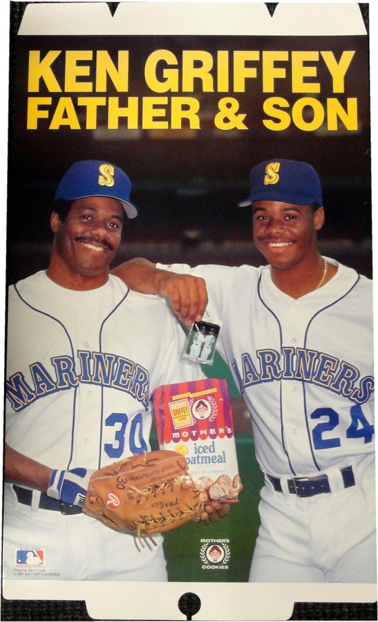 Ken Griffey Father And Son Jr Original Mothers Cookies Advertisement  18x31 New