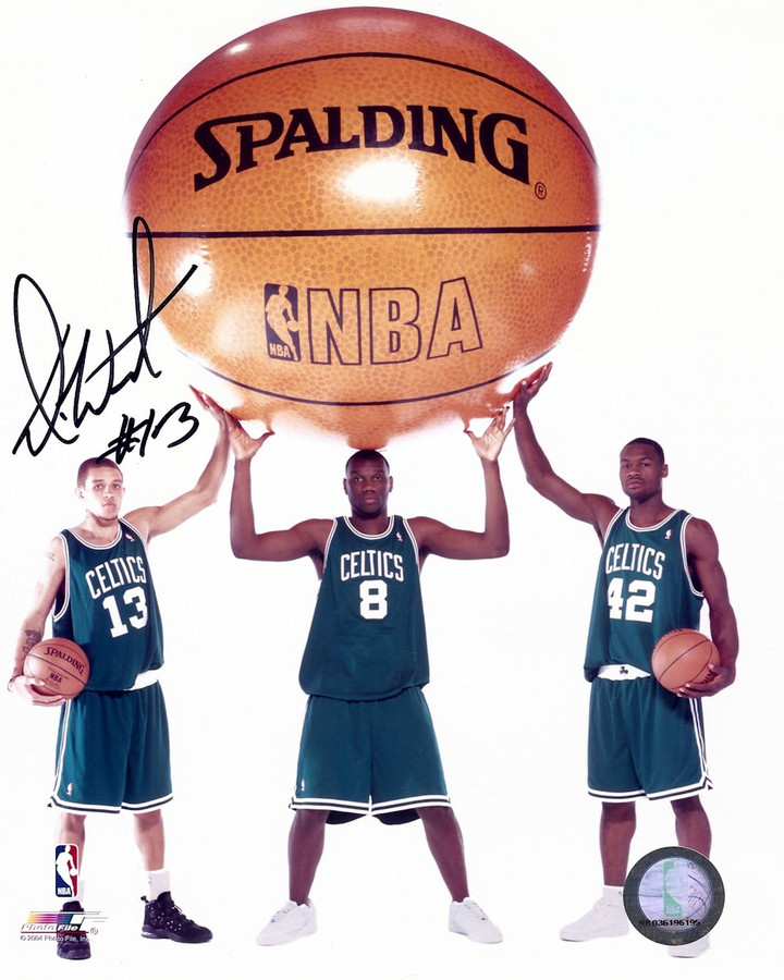 Delonte West Autographed 8X10 Photo Celtics Pose w/ Giant Ball w/COA