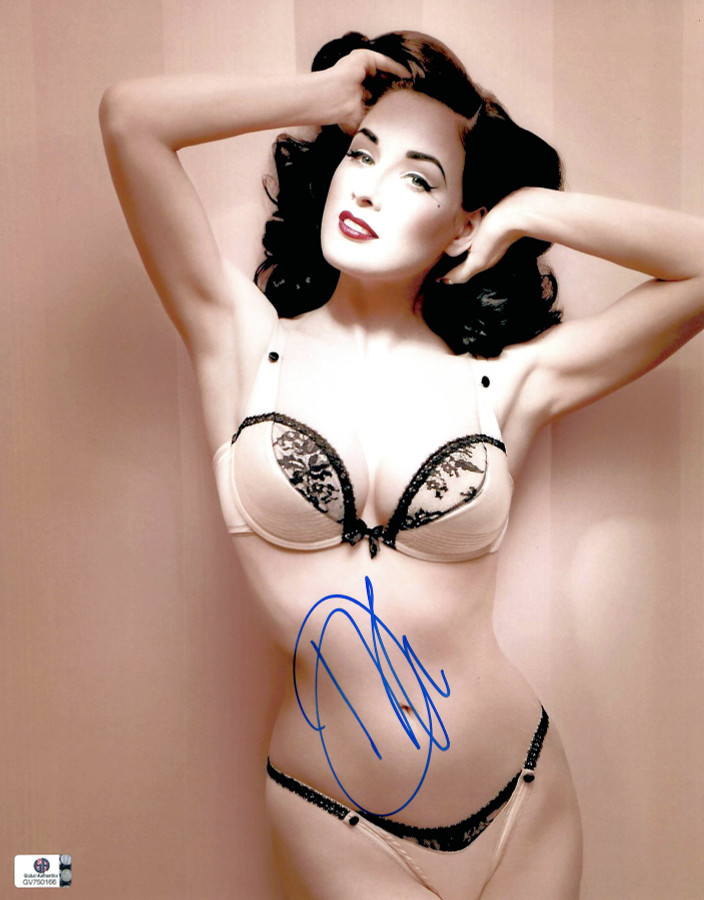 Dita Von Teese Signed Autographed 11X14 Photo Sexy Pink Bra Lingerie GV750166
