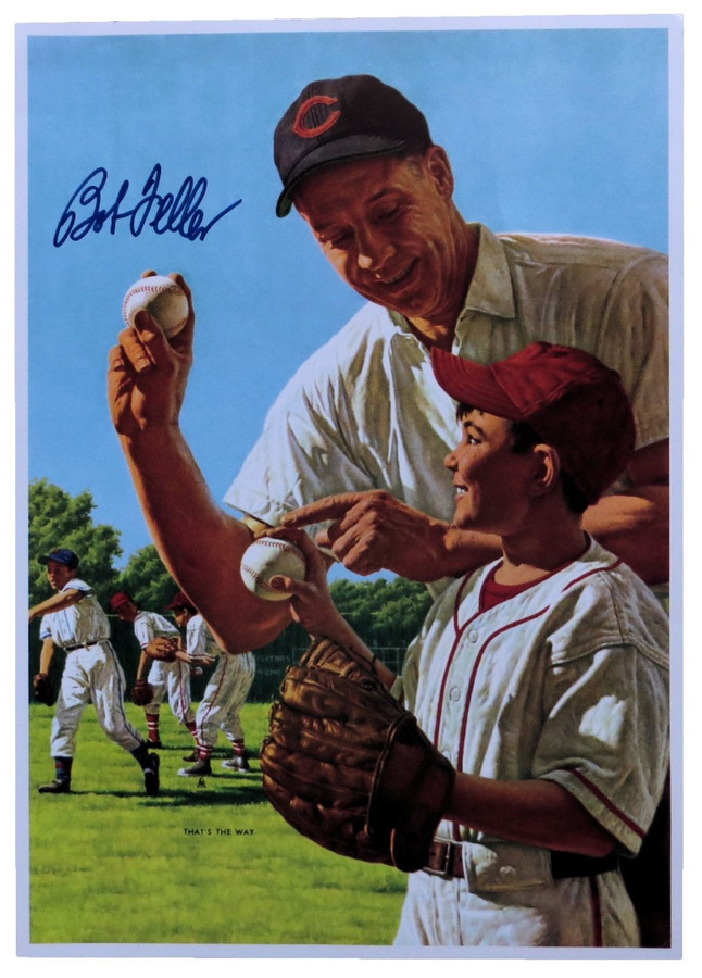 Bob Feller Signed Autographed 11X15.5 Print Cleveland Indians w/COA