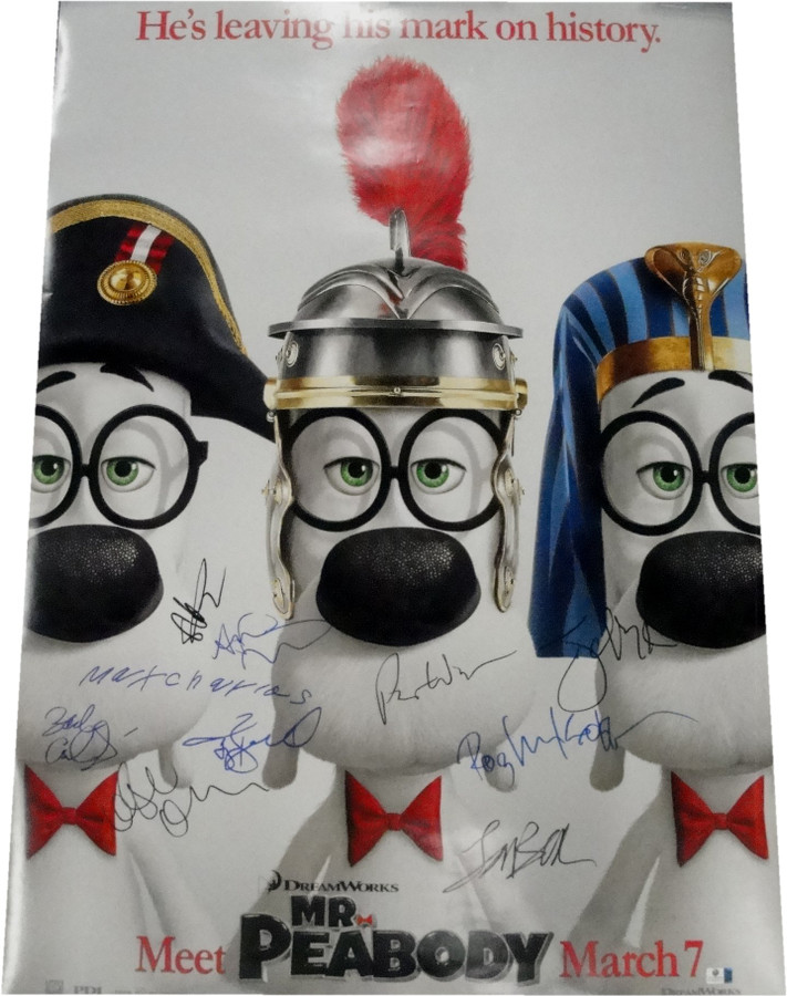 Mr. Peabody Cast Signed Signed Auto 27X40 Poster Lake Bell Ariel Winter Mann GA