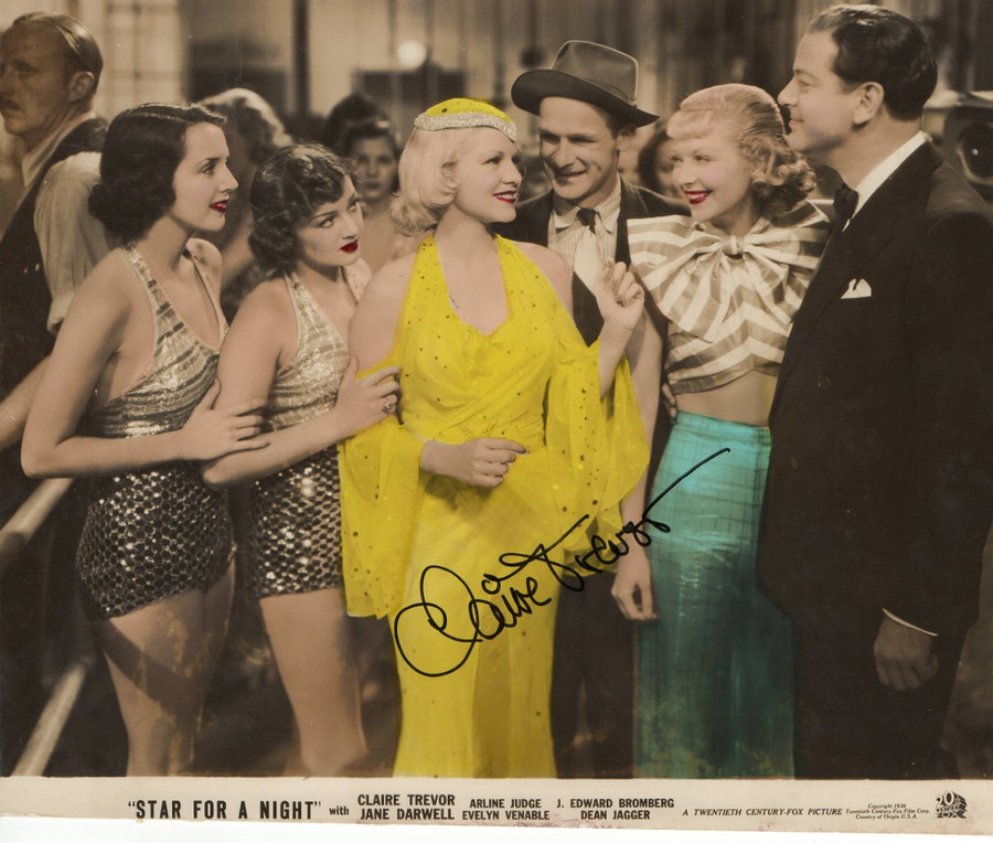 Claire Trevor Signed Autographed 7X9 Vintage Photo Star For a Night JSA FF06382