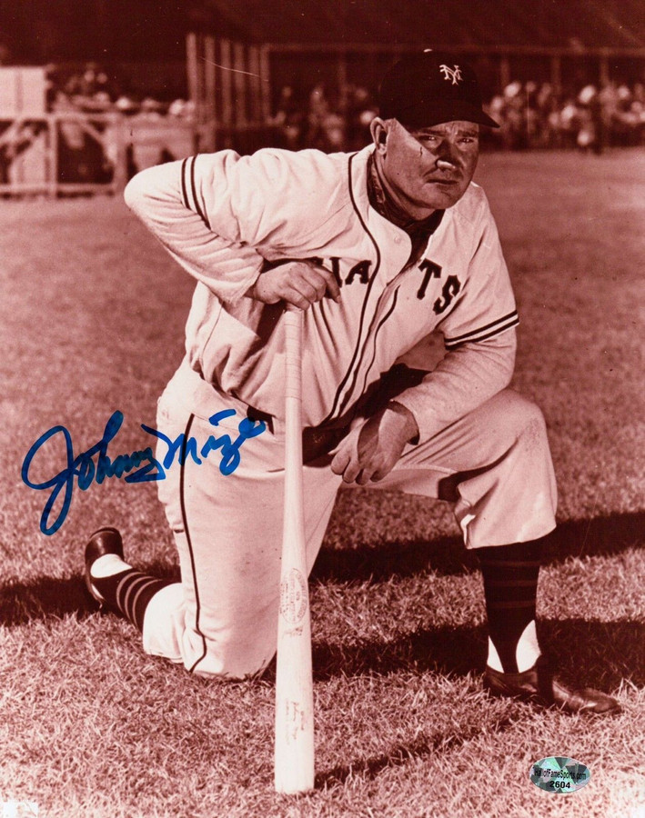 Johnny Mize Signed 8X10 Vintage Photo Autograph New York Giants Auto w/COA