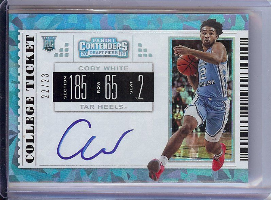 Coby White 2019 Contenders Draft College Ticket RC Cracked Ice Auto  #58 22/23