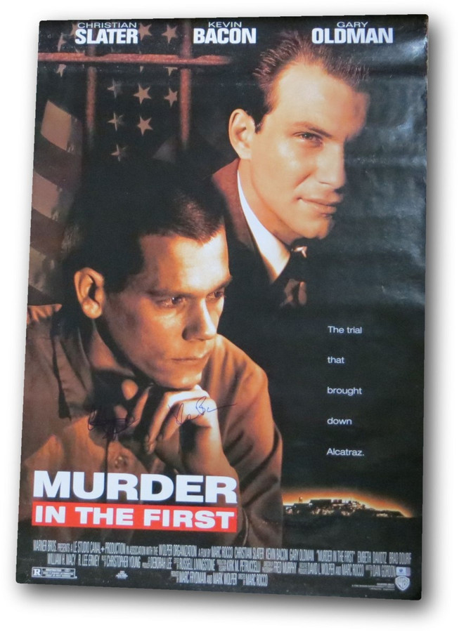 Kevin Bacon Christian Slater Autographed Poster Murder in the First GV907029