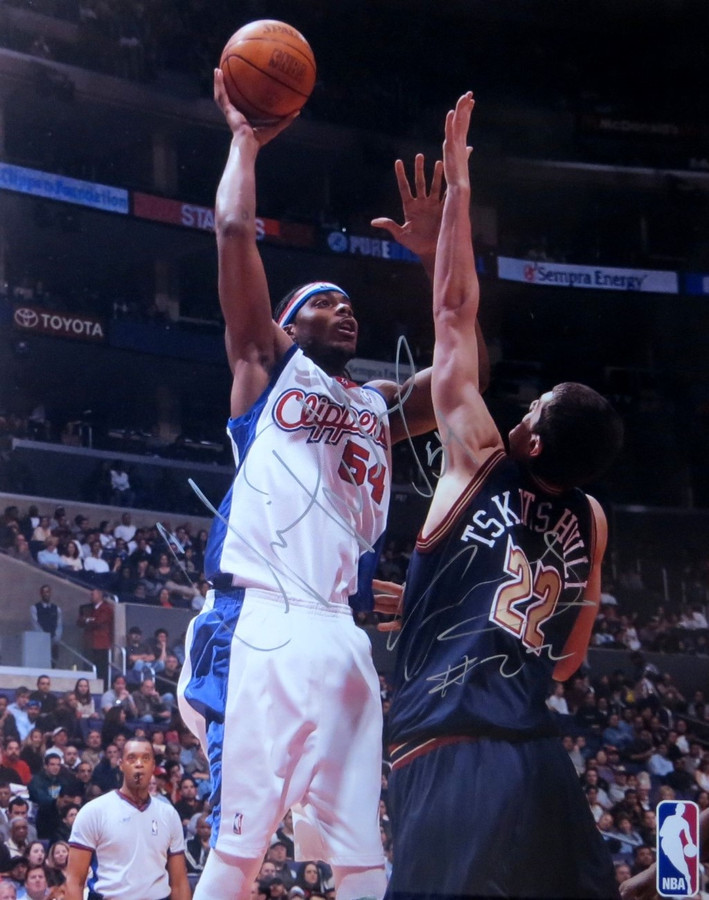 Chris Wilcox Nikoloz Tskitishvili Autographed 16X20 Photo Clippers Nuggets COA