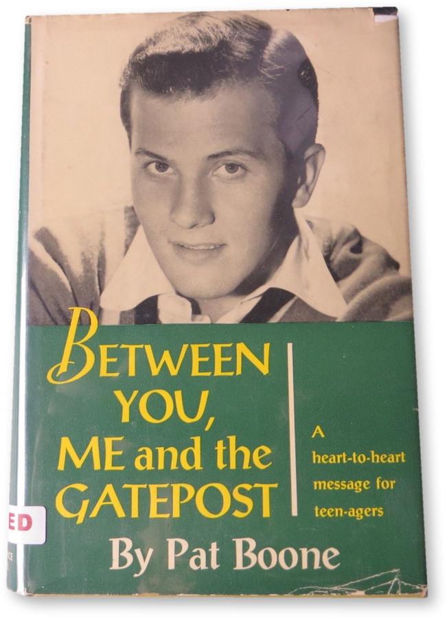 Pat Boone Signed Autographed Book Between You, Me and the Gatepost JSA HH36179