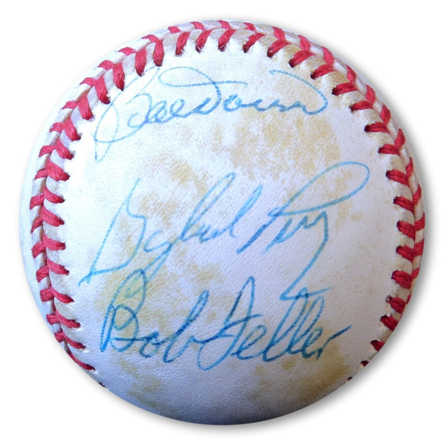 Bobby Doerr Gaylord Perry Bob Feller Signed Autographed Baseball  UDA BAA39740