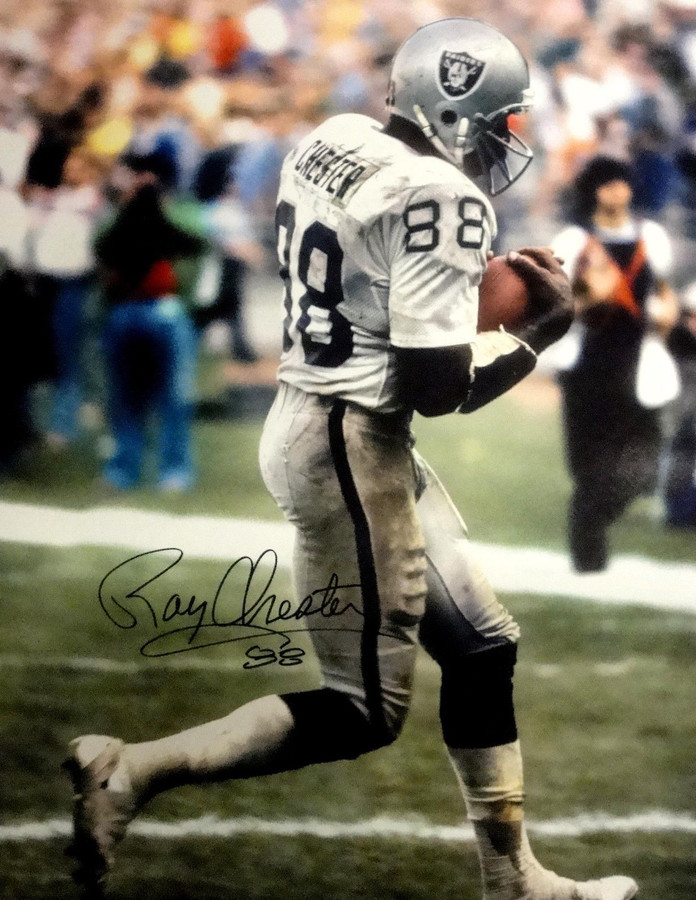 Raymond Chester Signed Autographed 16x20 Photo Raiders Running W/ COA Raiders