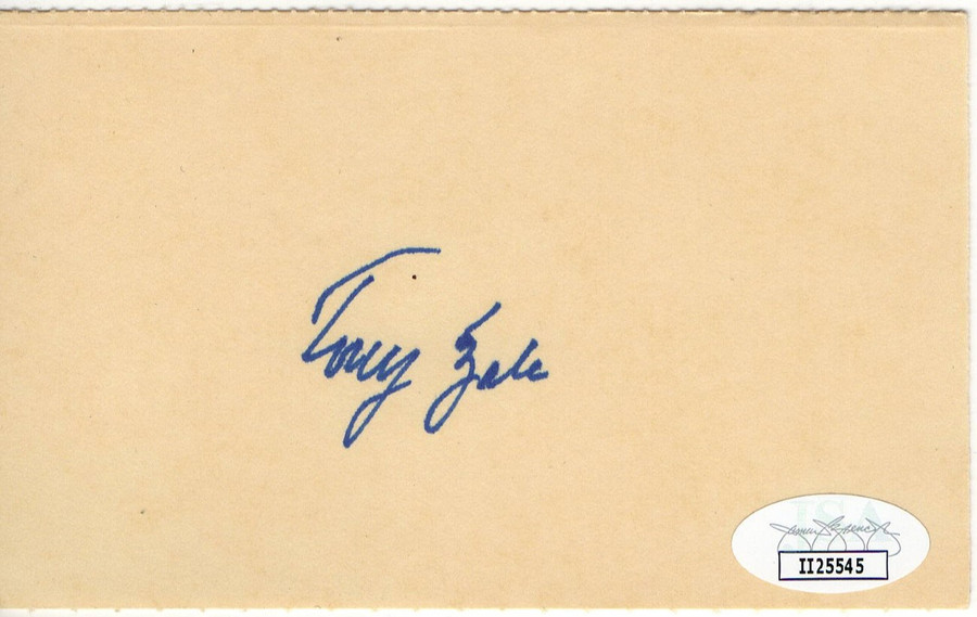 Tony Zale Signed Autograph Index Card Cut Man of Steel Boxing Legend JSA II25545